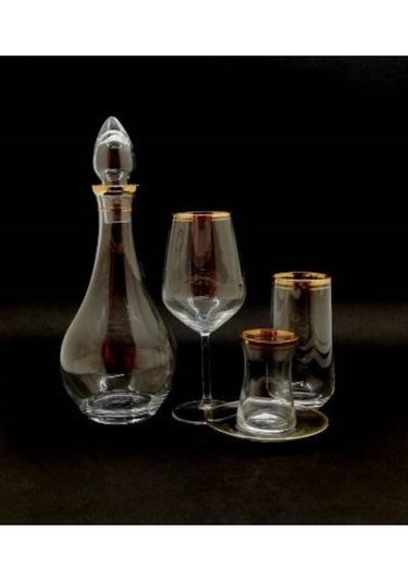 Gold Yaldızlı 49 Parça Bardak Sofra Seti 12 Kişilik Altın