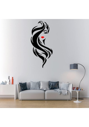 Uzun Saç Güzeli Kırmızı Dudaklar Duvar Çıkartmaları Pvc Oturma Odası Yatak Odası Veranda Dekorasyon Kendinden Yapışkanlı Boyama Şeffaf