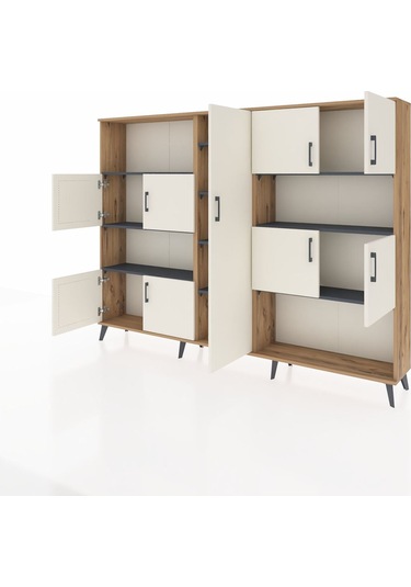 Arges Dolap 10 Raflı 9 Kapaklı 220x30x163 Çam-aytaşı/antrasit Çam-aytaşı/antrasit