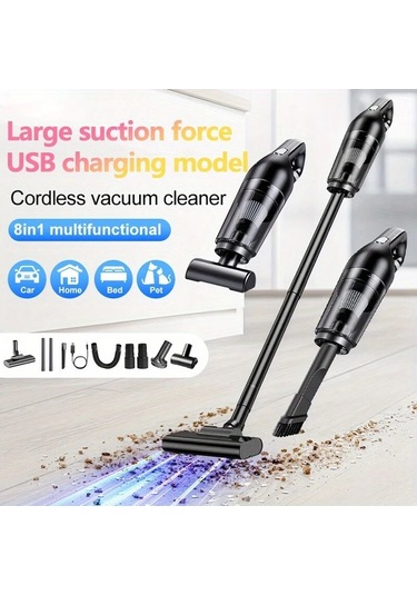 Fochsia Black Şarjlı El Süpürgesi: Type-c Şarj, 8 Aksesuar, Büyük Kapasiteli, Ev Ve Araç Temizliği İçin