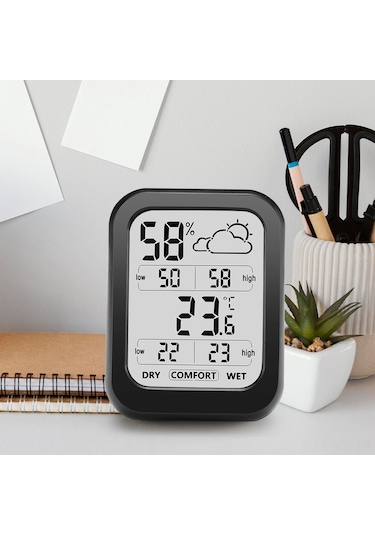 Shineyee Yüksek Hassasiyetli Dijital Sıcaklık Ve Nem Ölçer, Büyük Lcd Ekran, Hava Durumu Göstergeli, Taşınabilir Tasarım