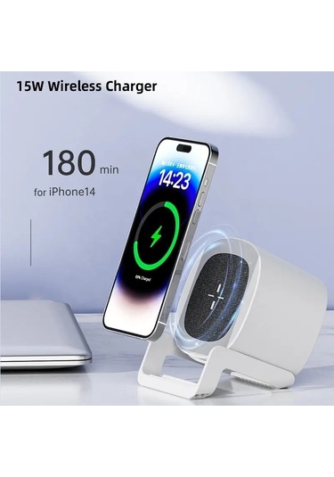 Butu L28 4'ü 1 Arada 15 W Telefon Tutculu Kablosuz Şarj Cihazı Bluetooth Hoparlör