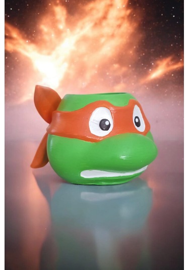 Ninja Kaplumbağa Şeklindeki Kalemlik Michelangelo 7x10 Cm Turuncu