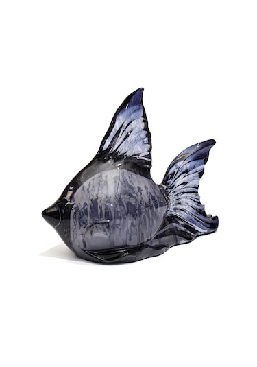 Dekoratif Ocean Art Siyah Balık Heykeli 23 Cm