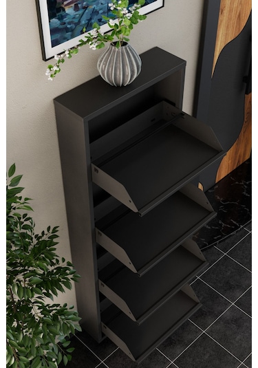 4 Kapaklı Metal Ayakkabılık Antrasit Antrasit