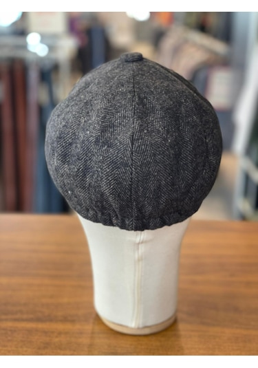 Hamze Peaky Blinders Tarz İngiliz Model Balıksırtı Desen Kaşe Kumaş Kasket Şapka Kahverengi