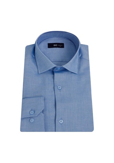 Uki Mavi Comfort Fit Uzun Kol Oxford Klasik Gömlek Mavi