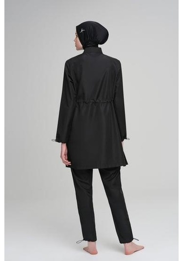 Haşema 6026 Siyah Dokuma 5 Parça Tesettür Mayo Takımı Çok Renkli