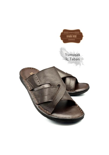 Hakiki Gerçek Deri Erkek Terlik Hafif Terlik Deri G Şır Kahve G Şır Kahve