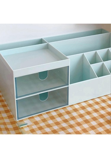 Ganzhoushop Masaüstü Saklama Kutusu Çoklu Izgara Tasarım Sevimli Güzel Masaüstü Düzenleyici Saklama Kutusu Kırtasiye Kalemler İçin