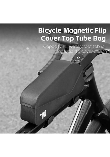 Jeemson Manyetik Kapaklı Su Geçirmez Bisiklet Çantası 1l Kapasiteli, 600d Tpu Malzeme, Kolay Erişim, Rüzgar Direncini Azaltan Tasarım Siyah