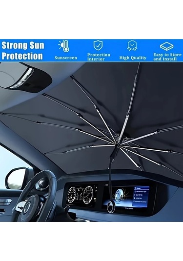 Cloudstore Siyah Otomatik Katlanır Titanyum Güneşlik Ön Cam İzolasyon Uv Koruma Yaz si