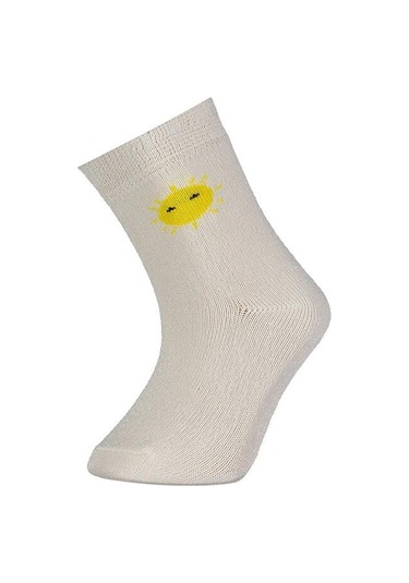 Bibaby Desenli Bamboo 2Li Çorap 68384 Sarı-Ekru