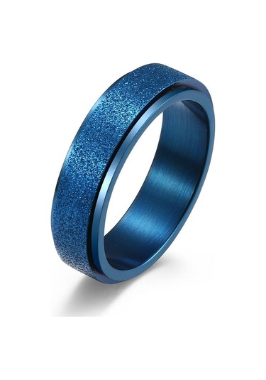 Mavi Titanyum Çelik Yüzükler Erkekler İçin Buzlu Dönebilen Çift Yüzük Kadın Sıkıştı Yüzükler Moda Öğrencileri Çelik Yüzük 56889820 Mavi