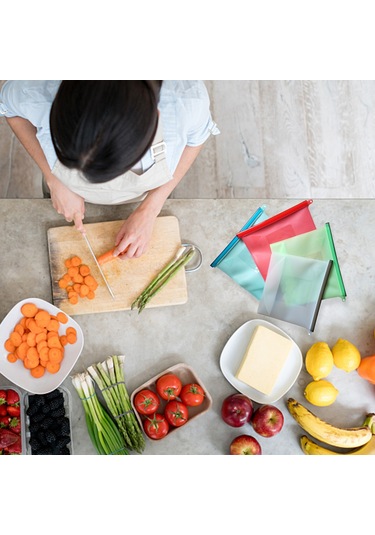 Symbee 4000ml Yeniden Kullanılabilir Silikon Muhafaza Çantası - Hava Ve Sızıntı Geçirmez, Meyve, Sebze, Atıştırmalık Saklamak İçin, Mavi, A4000 Mavi