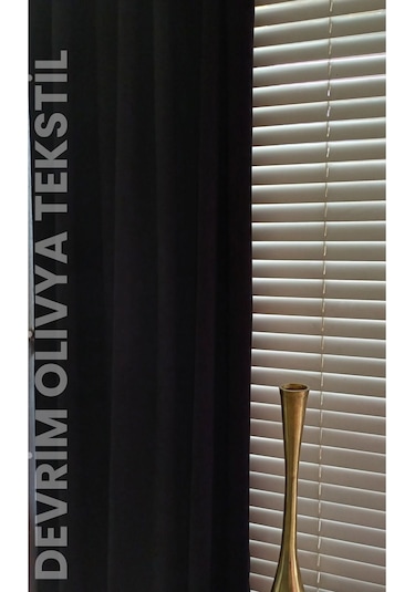 Shy Tekstil Lüks 1. Sınıf Düz Dikim Siyah Ada Fon Perde En X Yükseklik Siyah
