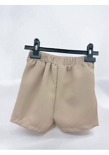 Kız Çocuk Taş İşlemeli Şort Etek-14394 Vizon