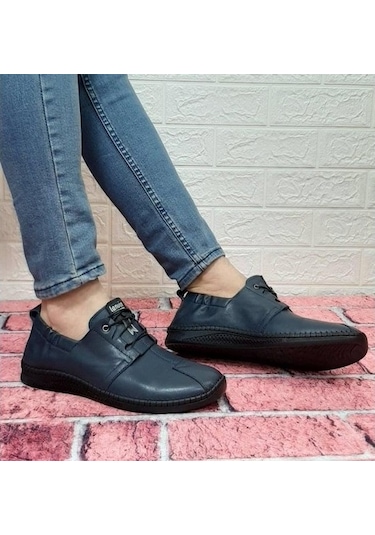 Voyager 5146 Lacivert Hakiki Deri Ortapedik Erkek Ayakkabı