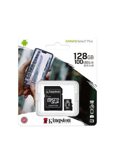 Kingston Canvas Select Plus SDCS2/128GB 128 GB MicroSDXC Class 10 UHS-I Hafıza Kartı + Adaptör