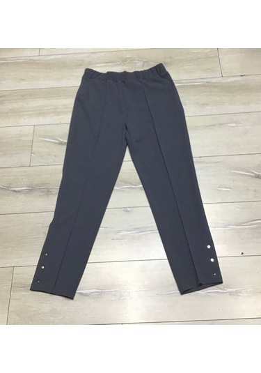 Scuba Yanlardan Cepli Önü Dikişli Paçası Çakmalı Beli Lastikli Büyük Beden Pantolon Gri