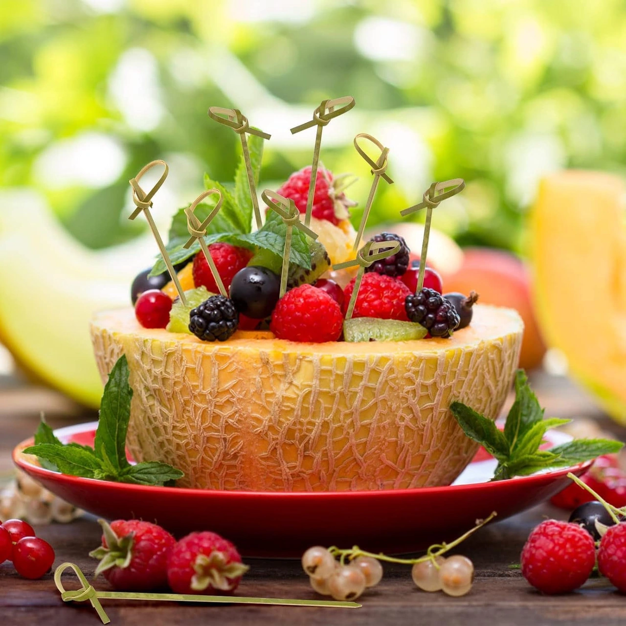 Mufunye Yeşil Bambu Kokteyl Şişleri 200 Adet, 12 Cm - Meze, Tatlı, Sebze İçin Uygun, Hafif Ve Kolay Kullanım Yeşil