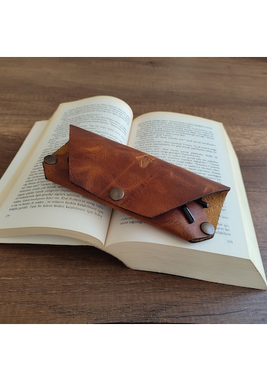 Sumerian Leather Craft Deri Gözlük Kılıfı Cat Sarısı