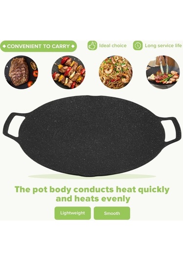 Ulzyvf Döküm Demir Tencere Tavası Siyah 35cm İndüksiyonlu Pişirme Alev Desenli Siyah
