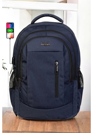 Lacivert Sportif Darbe Emici Su Geçirmez 14-16 İnç Laptop Sırt Çantası Renkli Çok Renkli