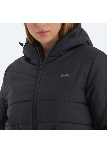 Slazenger CALLU Kadın Kapüşonlu Şişme Siyah Mont & Kaban