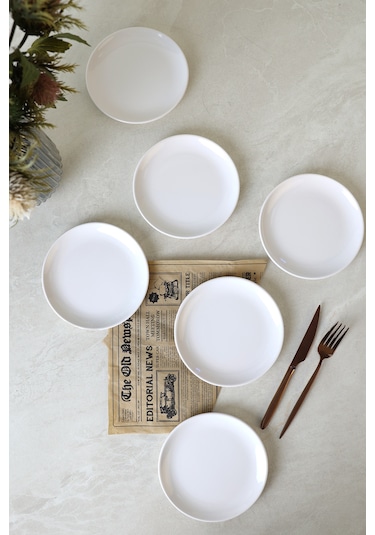 Keramika Beyaz Delta Pasta Tabağı 17 Cm 6 Adet 006 Beyaz