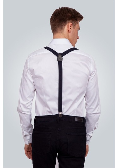 Tudors Düz Ince Erkek Pantolon Askısı Lacivert