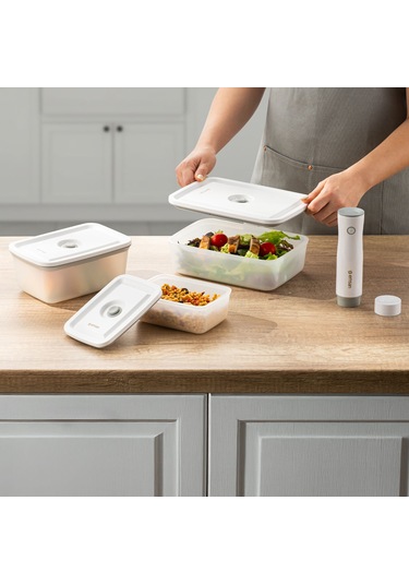 Emsan Freshlock Vakum Makineli 3'lü Saklama Kabı Beyaz