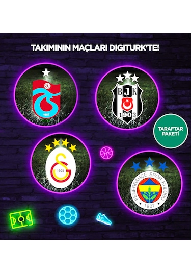 Digiturk 4 Büyükler Taraftar Paketi (FB-GS-BJK-TS) Uydu Kurulumlu