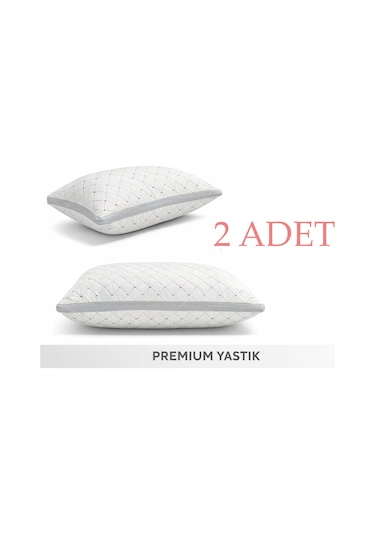 Premium Nakışlı 2 Li Yastık Terletmez Klimalı, Saf Silikon Dolgu Beyaz