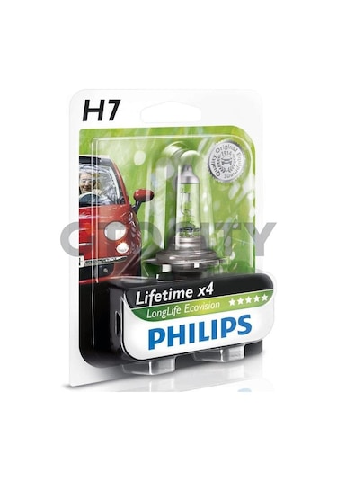 Phılıps H7 Long Lıfe Ecovısıon 4Kata Kadar Daha Uzun Ömürlü 3100K