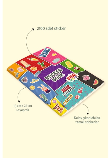 Sticker Book 2100 Adet Renkli Etiket Bang