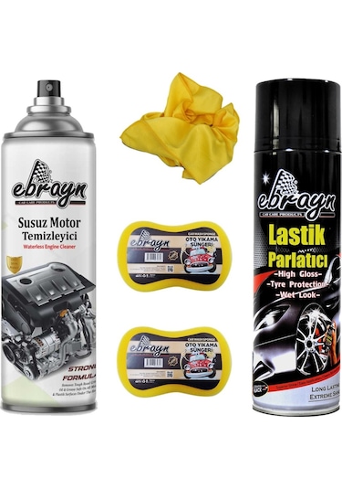 Ebrayn Lastik Parlatıcı Motor Temizleyici 2 Ad Sünger M.fiber Bez