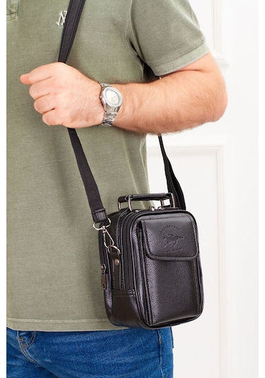 Tuldar Erkek Mekanizmalı Cüzdan Ve Deri Çelik Kasalı Kapaklı Omuz Ve El Çantası 15x19cm Tul293 Koyu Kahverengi