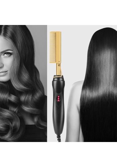 Xurunkeji Saç Düzleştirici Tarak Islak&kuru Saç Düzleştirici Bukle Makinesi Ev Tipi Elektrikli Tarak 3'ü 1 Arada Düz Bukle Tarak Ab Fişi