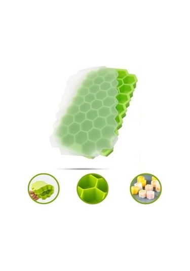 37 Bölmeli Slikon Petek Şeklinde Buz Kalıbı Yeşil