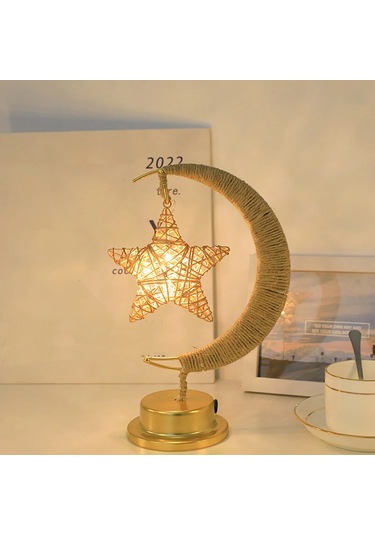 Youmex Demir Çelik Yıldız Desenli Led Işık, Ev Dekorasyonu İçin Isınak Aydınlatma, Usb/pil Beslemeli, Hediye Seçeneği Altın