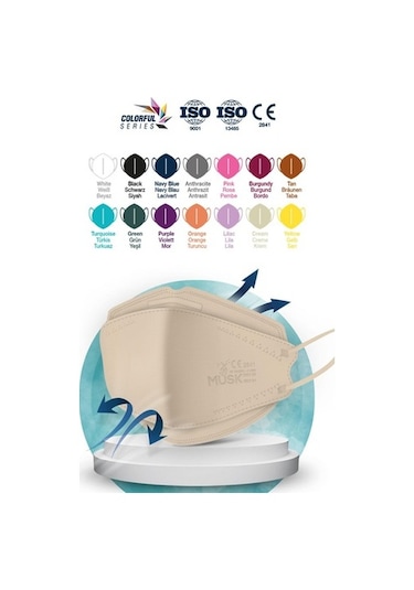 Musk Kf94 Kore Tipi Ffp2 Maske Krem Renk 10 Adet