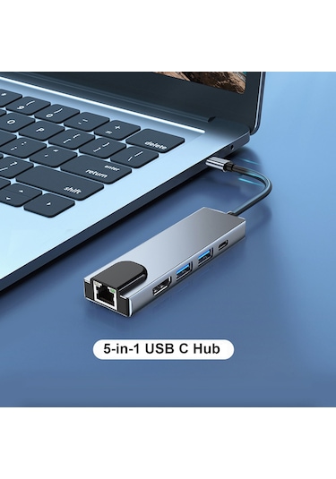 Lemestar "5'li Usb C Hub: 4k Hdmı, Hızlı Şarj, Ethernet Ve Usb Portları İle Tüm İhtiyaçlarınız İçin "