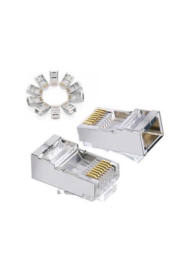 100 Adet - Cat5 Cat6 Metal Konnektör Jack 8p8c Rj45 Ağ Bağlantı Konnektörü