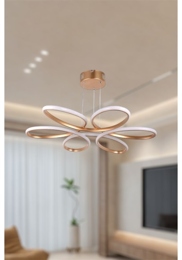 Modern Eskitme Papatya Tek Renk Beyaz&sarı&günışığı Led Avize Gold