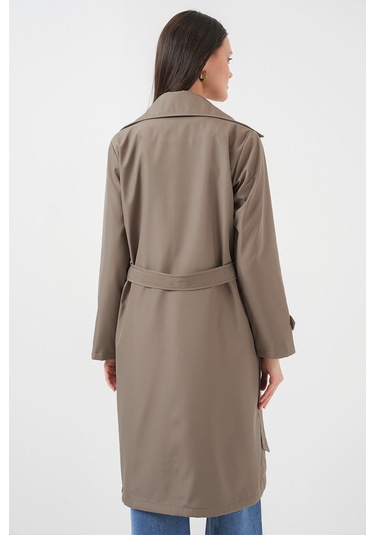 5918 Kruvaze Yaka Trençkot - D.haki haki