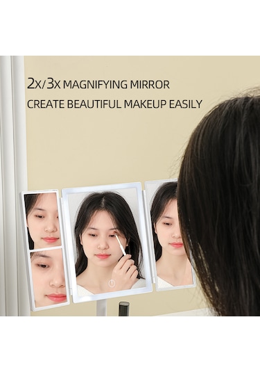 Interstech 3 Ton Led Işıklı Katlanabilir Dokunmatik Makyaj Aynası