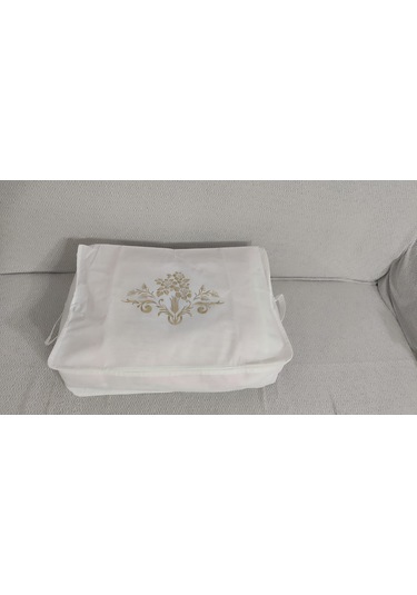 4 Lu Desenli Baza Altı Çekyat Hurç 60 40 22 Cm Beyaz