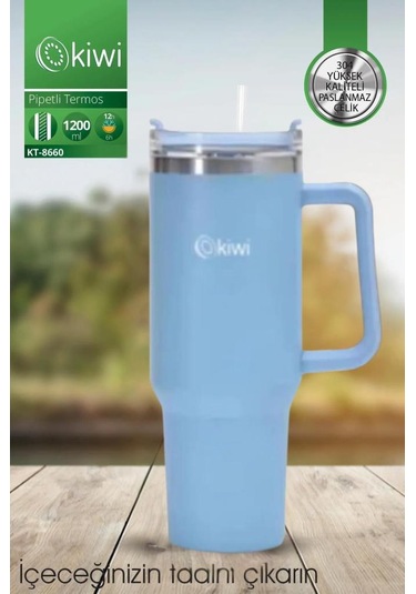 Kiwi Kt-8660 Pipetli Termos Bardak 1,2 Lt Sıcak Ve Soğuk Mavi