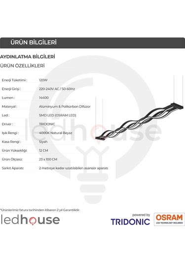 Waves Modern Led Avize Sarkıt Linear Aydınlatma